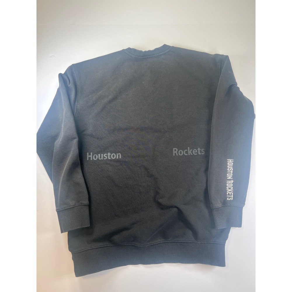 NBA Houston Rockets Sweatshirt Mens Large Black Crewneck Tonal Logo Back Graphic